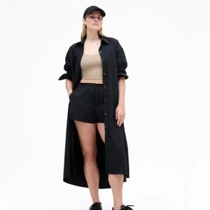 NWT-Athleta Black Drift Poplin Ling Shirt Dress, Small Tall